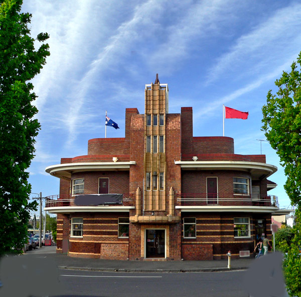 Clifton Hill- front on this huge art deco building- some photoshop removal 