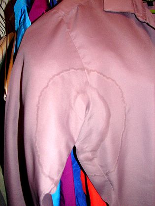 blouse with large perspiration stain